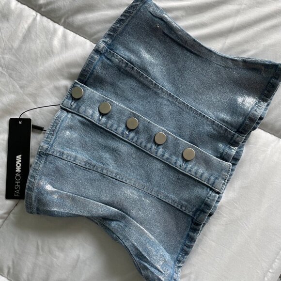 FASHION NOVA Strapless denim tube top - Picture 2 of 4